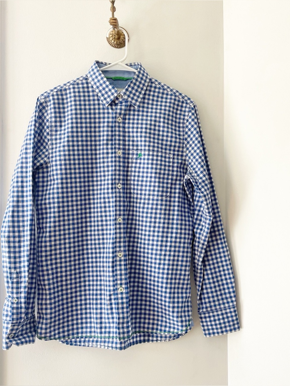 Johnnie B By Boden Blue Gingham Button Down Shirt | 15-16 Year (Flaw Noted)